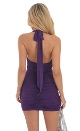 Ruched Bodycon Dress in Purple